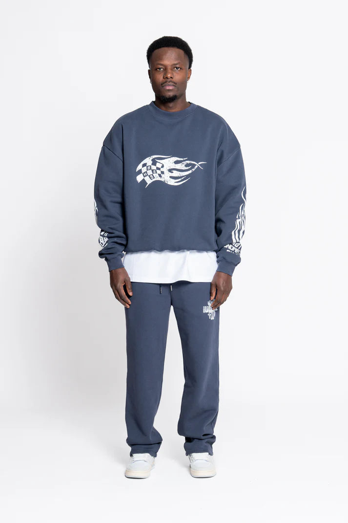 Ninetyfour x Hundredboyz Evo Crewneck Sweater | Blue